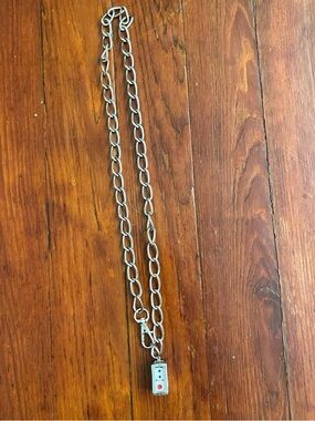 Silver Link Chain Necklace with Rectangular Remote Charm